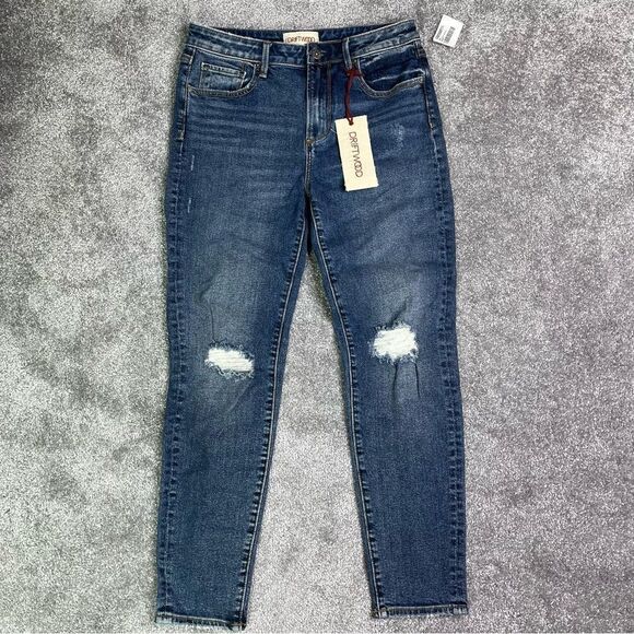 Driftwood Jeans Women's 26 Blue Skinny Mid-rise Medium Wash Denim Distressed - Picture 3 of 14
